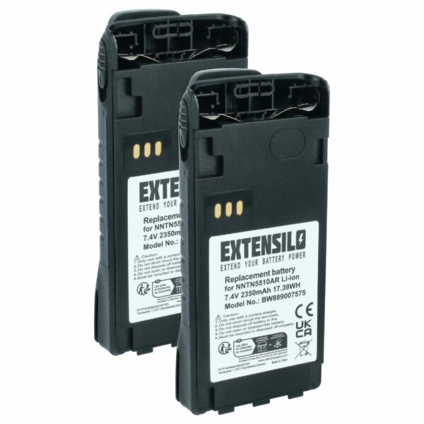 2x Bateria EXTENSILO para Motorola GP340 Ex 2350mAh (Compatível NNTN5510DR)