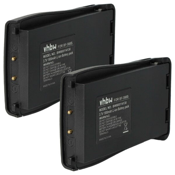 Bateria vhbw 2x BL-1 para Retevis/Baofeng - 1500 mAh 3.7V Li-Ion