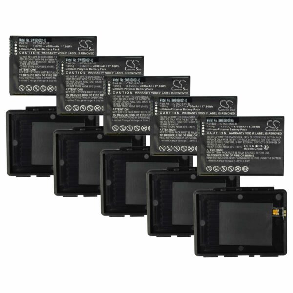 Bateria vhbw 5x para Honeywell CT50 - 4700mAh, 3.8V (substitui CT50-BSC-B, 318-055-018)