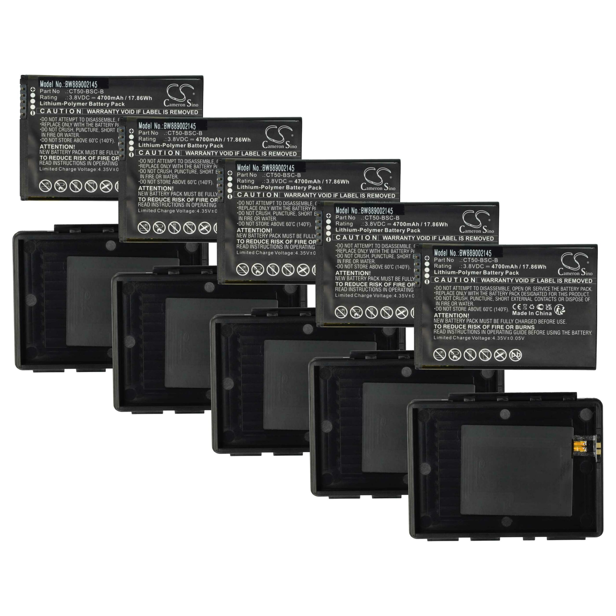 Bateria vhbw 5x para Honeywell CT50 - 4700mAh, 3.8V (substitui CT50-BSC-B, 318-055-018)