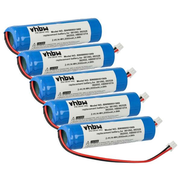 Bateria de Emergência vhbw 5x 2.4V 2000 mAh NiMH para Legrand 062552, 062526, HB00010TA, 805809, 061092