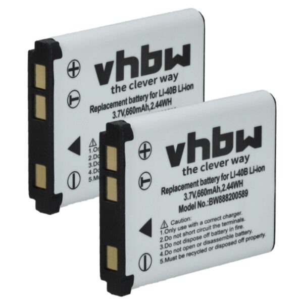 2x Bateria vhbw DLI216 - 660mAh, 3.7V, Li-Ion