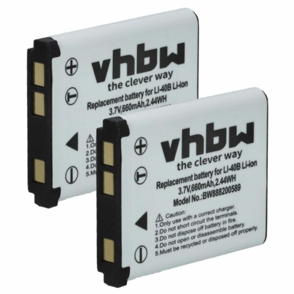 2x Bateria vhbw DLI216 - 660mAh, 3.7V, Li-Ion