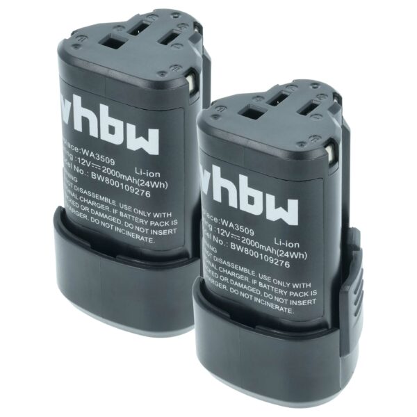 2x Bateria substitui Rockwell RW9300 para Ferramenta Elétrica - 2000 mAh, 12 V, Li-Ion
