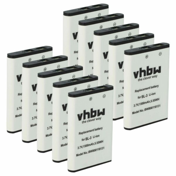 Pack 10x Bateria vhbw 1500 mAh 3.7V Li-Ion Compatível com Baofeng BL-3 / Yaesu / Intek / Weierwei