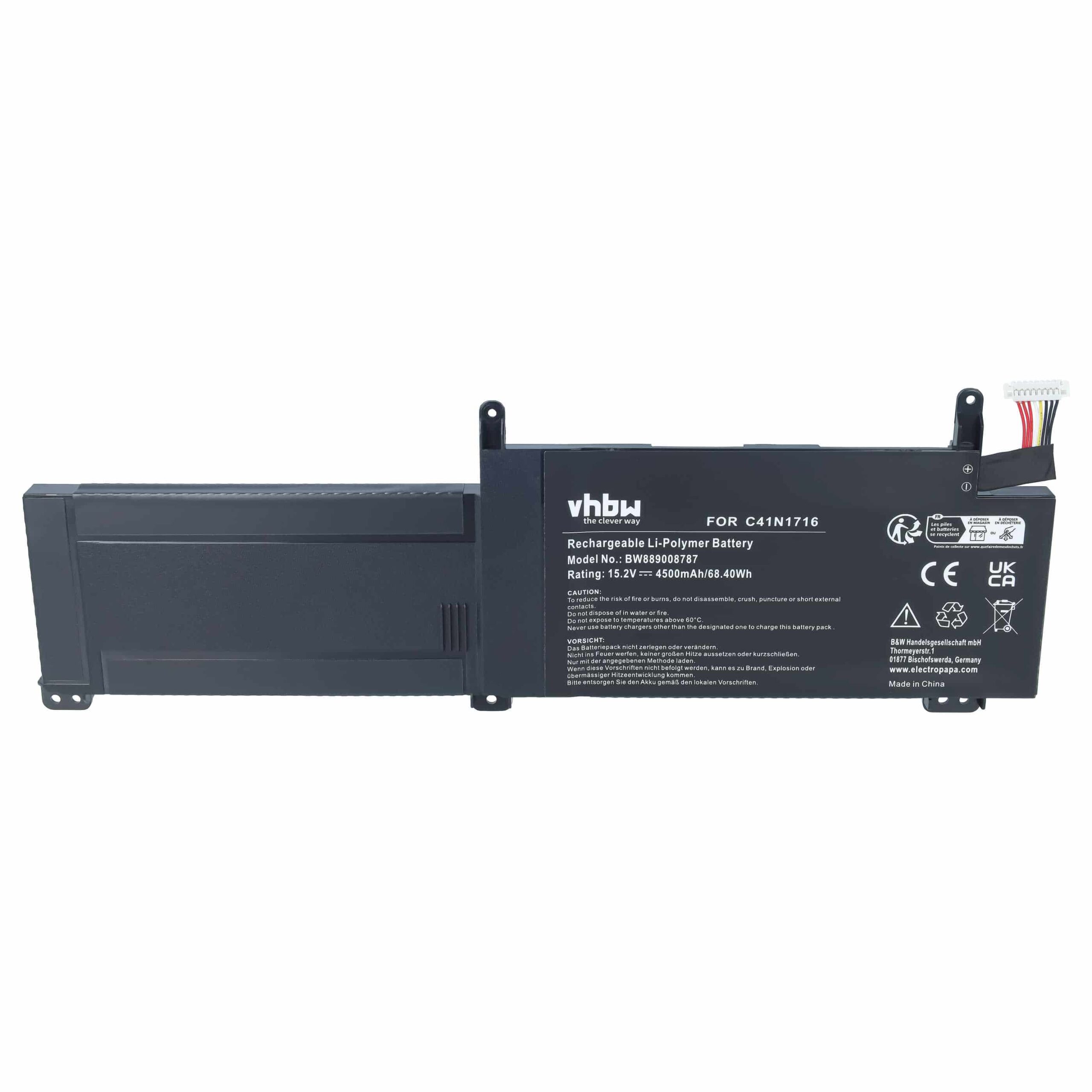 Bateria vhbw para ASUS ROG Strix GL703GM - Substitui C41N1716, Li-Polymer, 15.2V, 4500 mAh - Image 3