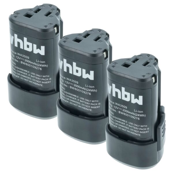 Bateria para Rockwell RW9300 vhbw - 12V 2000mAh Li-Ion (Pack 3 unidades)