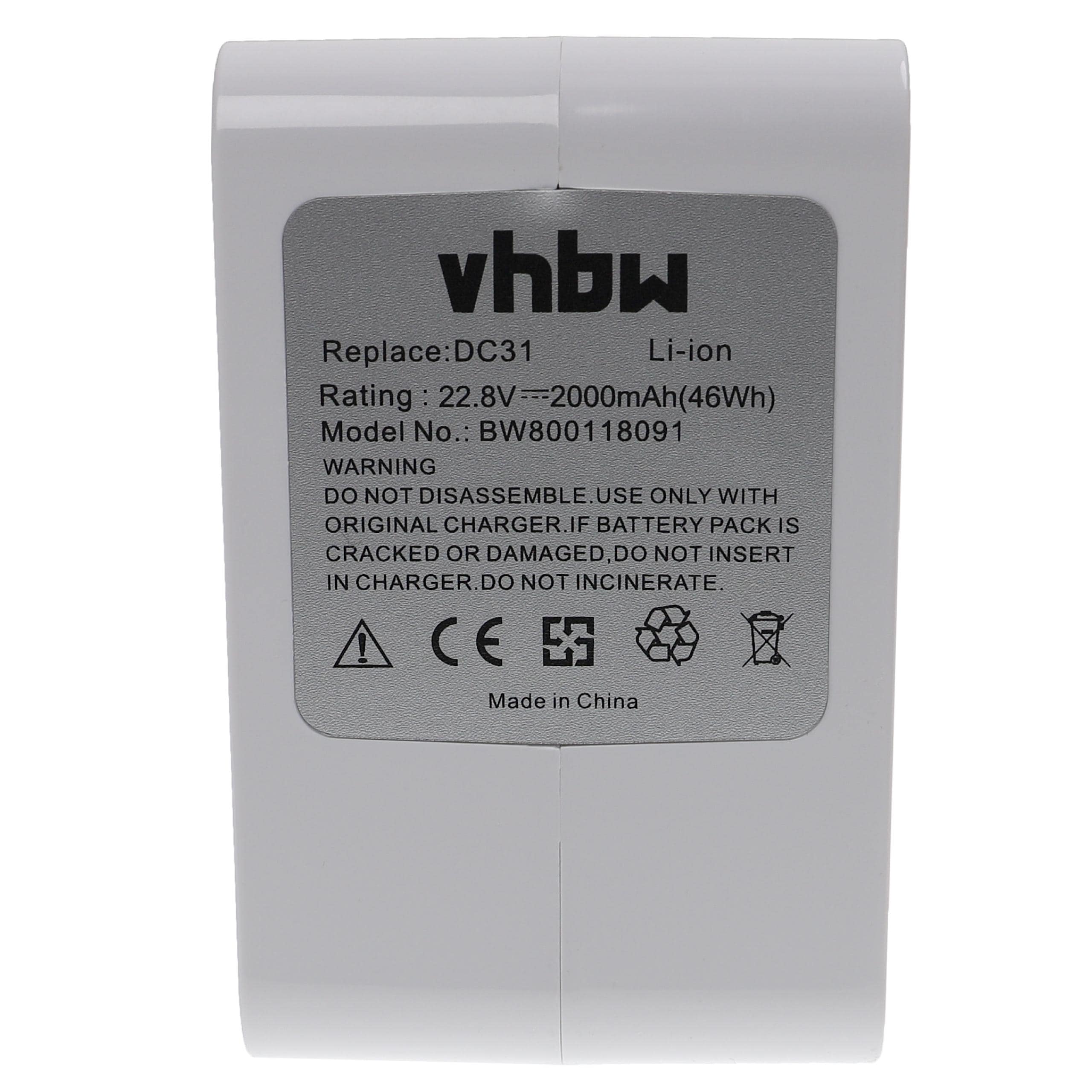 Bateria vhbw compatível com Dyson 2000mAh 22.2V Li-Ion - Image 2