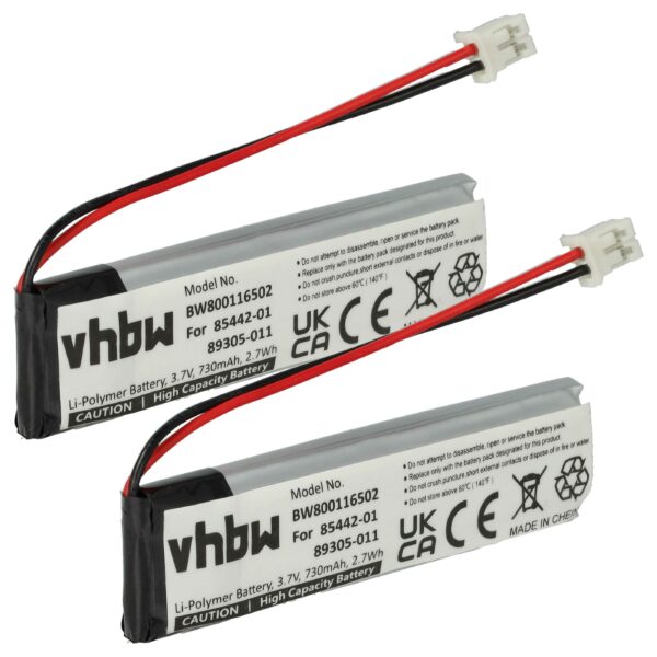 2x Bateria de substituição vhbw para Plantronics Calisto 620, 620M, 620UC/M, P620, P620-M - Li-polímero 730 mAh