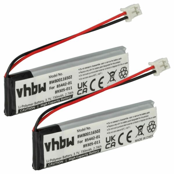 2x Bateria de substituição vhbw para Plantronics Calisto 620, 620M, 620UC/M, P620, P620-M - Li-polímero 730 mAh