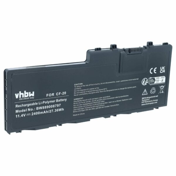 Bateria vhbw para Panasonic Toughbook CF-20 (CF-VZSU0QW) - Li-Polymer 11.4V 2400mAh