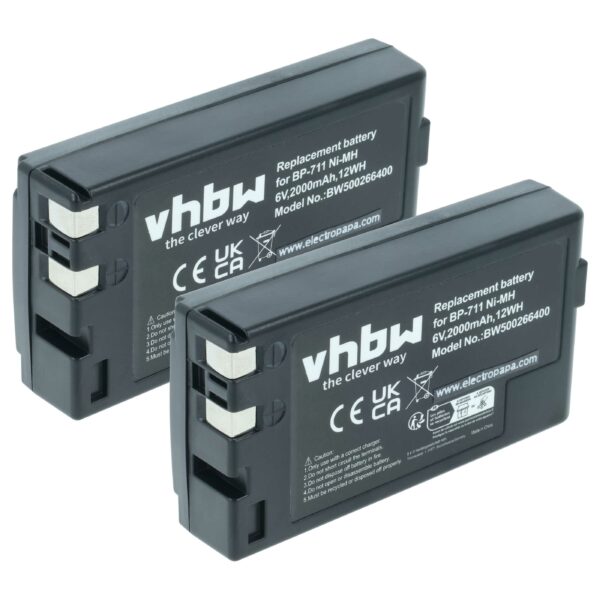 Bateria vhbw 2x para Câmaras de Vídeo Canon BP-818, BP-729, BP-726, BP-722D, BP-714, BP-711 - 2000 mAh 6V NiMH