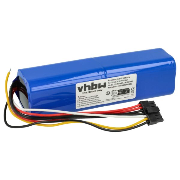 Bateria vhbw para Cecotec Conga 5090, 5490, 6090, 7090 - 5200mAh, 14.8V, Li-Ion