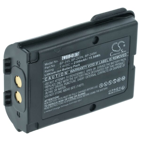 Bateria vhbw para Rádios Icom BP-245H, BP-245N, BP-245 - 2100 mAh 7.4 V Li-Ion com Clip de Cinto