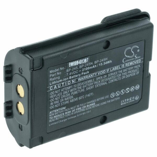 Bateria vhbw para Rádios Icom BP-245H, BP-245N, BP-245 - 2100 mAh 7.4 V Li-Ion com Clip de Cinto