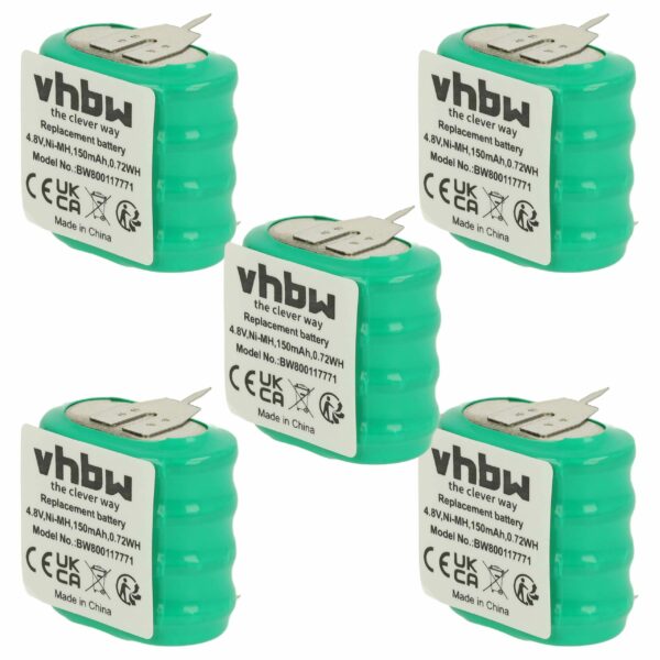 Bateria Recarregável NiMH 4/V150H 4.8V 150 mAh com 3 Pinos - Pack de 5 Unidades vhbw