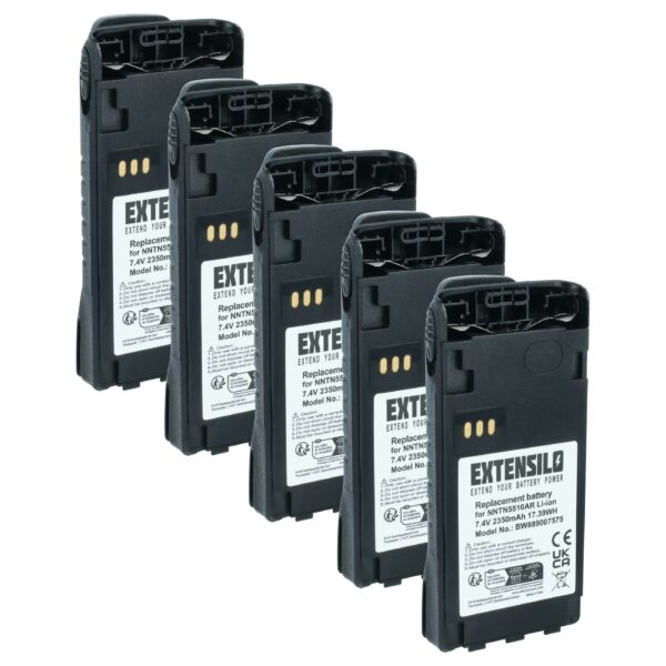 Conjunto de 5 Baterias EXTENSILO Li-Ion 2350 mAh 7.4 V para Rádios Motorola + Clip de Cinto