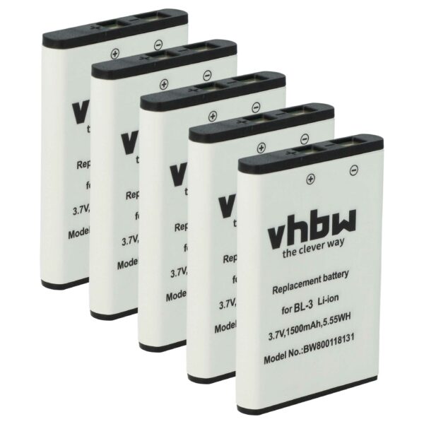 Bateria vhbw 5x para Rádios Baofeng BL-3 - 1500 mAh 3.7 V Li-Ion