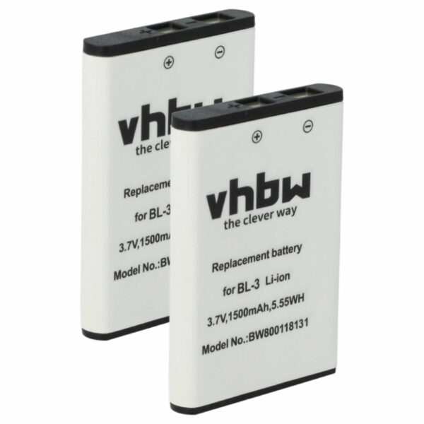 2x Bateria para Rádio Baofeng BL-3 - 1500 mAh 3.7 V Li-Ion vhbw