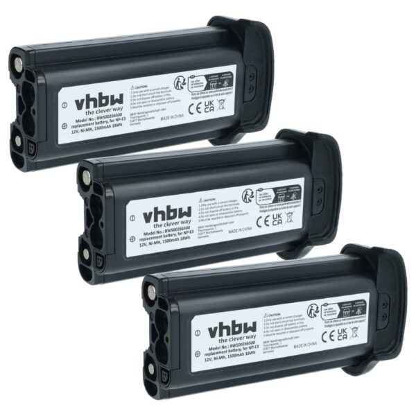 3x Bateria vhbw compatível Canon NP-E3 - 1500mAh, 12V, NiMH