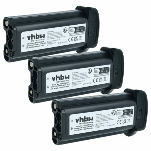3x Bateria vhbw compatível Canon NP-E3 - 1500mAh, 12V, NiMH