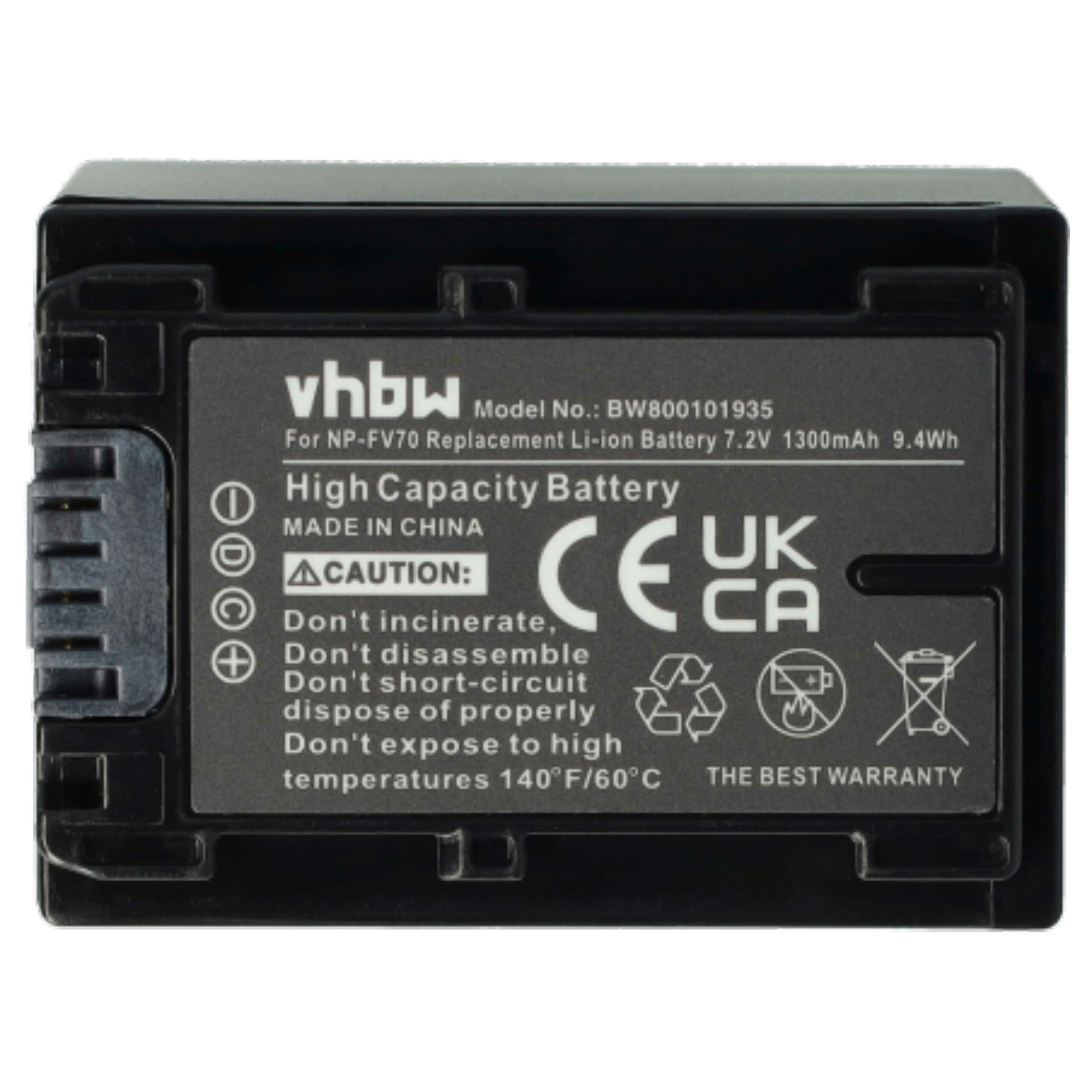 Bateria vhbw 3x para Câmara de Vídeo Sony NP-FV40, NP-FV50, NP-FV100, NP-FV60, NP-FV30 - 1300 mAh 7.2 V Li-Ion - Image 3