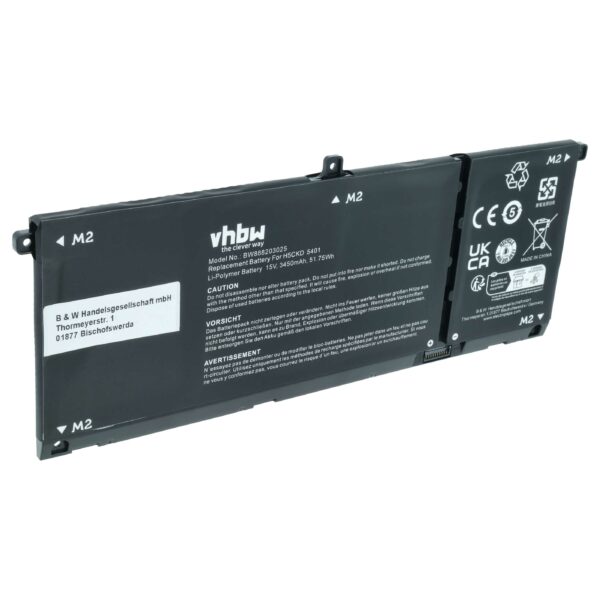 Bateria vhbw para Dell 9077G, H5CKD, TXD0 - 3450 mAh 15 V Li-polymer
