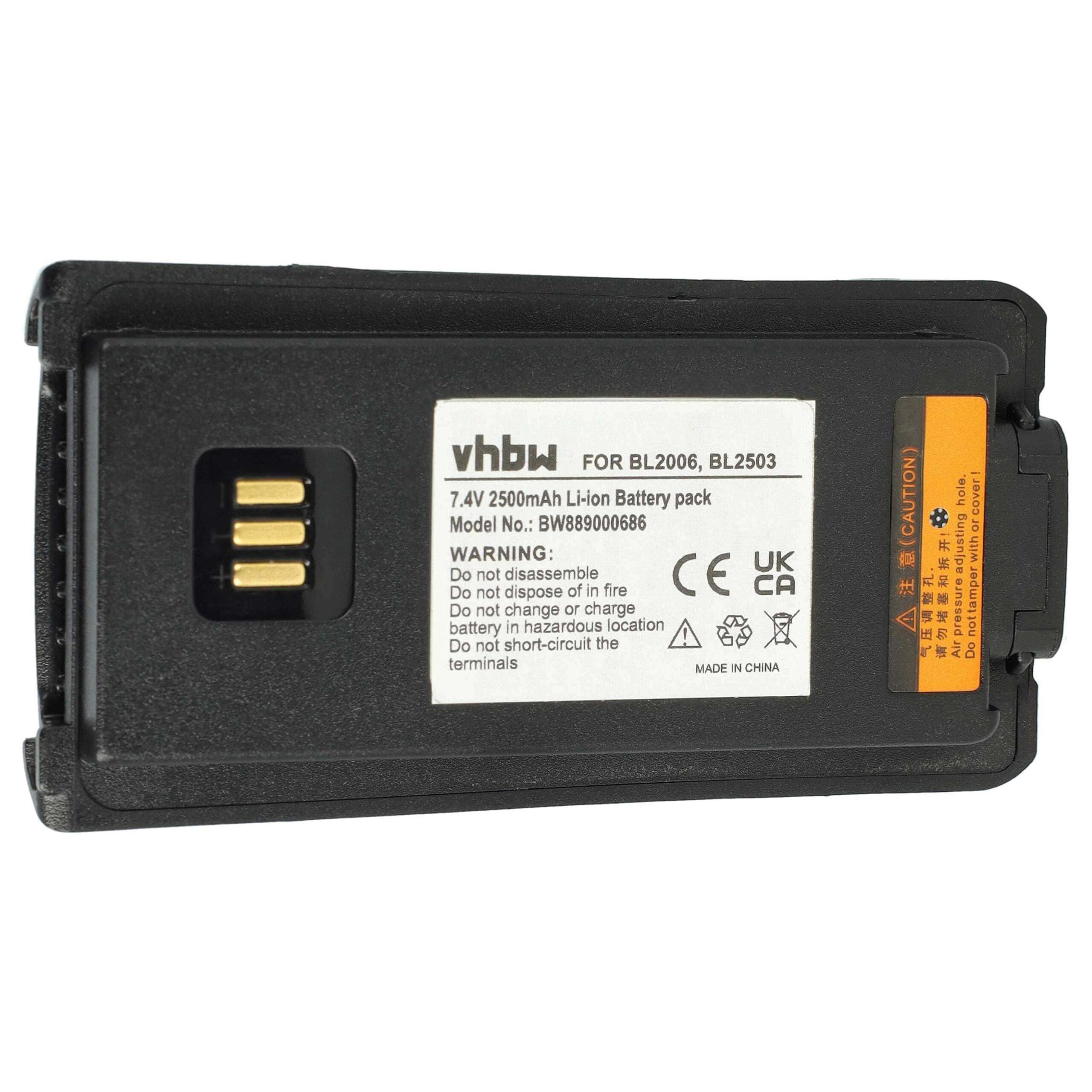 Bateria vhbw 3x para Rádios HYT - 2500 mAh 7.4 V Li-Ion (substitui BL2006Li, BL2008, BL2006, BL2503) - Image 3