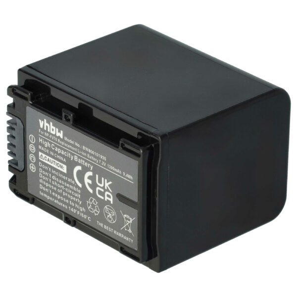 Bateria vhbw para Câmaras de Vídeo Sony NP-FV40, NP-FV50, NP-FV100, NP-FV60, NP-FV30 - 1300 mAh 7.2 V Li-Ion