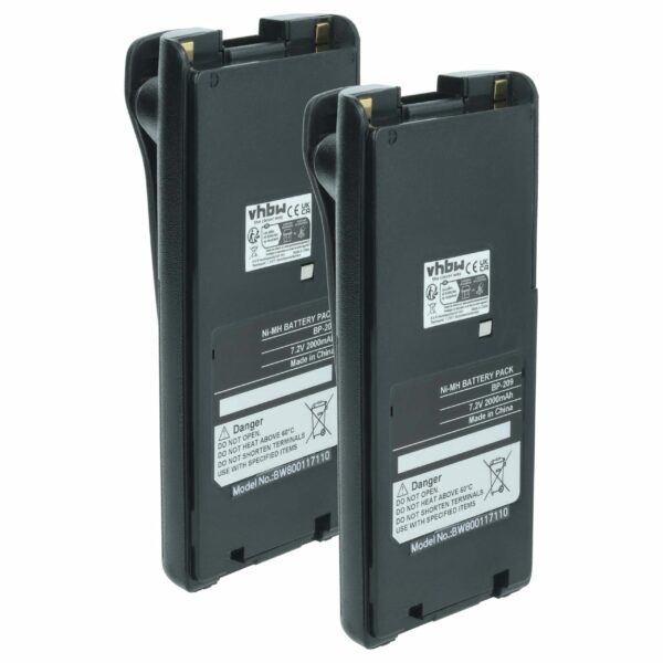 2 Baterias vhbw 2000 mAh 7.2V NiMH para Rádios Icom BP-210N, BP-210, BP-209N, BP-209, BP-222N, BP-222