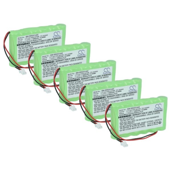 Bateria vhbw 7.2V 1500 mAh NiMH para Sistemas de Alarme Visonic (Pack 5x)