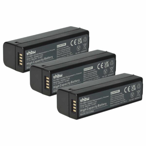 3x Bateria vhbw compatível com DJI HB01, HB01-522365 - 980mAh, 11.1V, Li-polymer