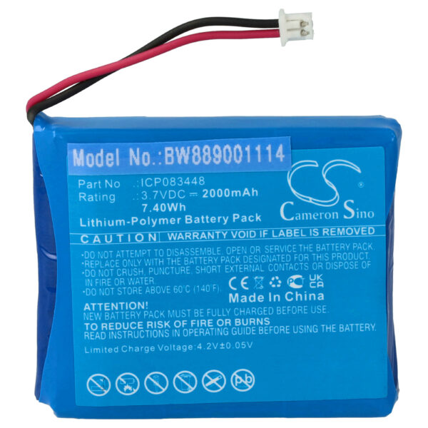 Bateria vhbw para Rádio Albrecht/Midland/Stabo - 2000 mAh 3.7V Li-Polymer (ICP083448, JHHY903448A)