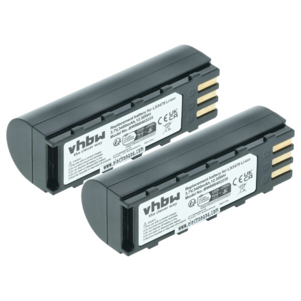 Bateria vhbw 21-62606-01 para Symbol Barcode Scanner - 3400 mAh 3.7V (Pack de 2)