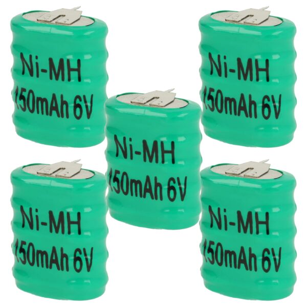 5x Bateria Pilha Botão vhbw 5/V150H 3 Pinos para Modelismo e Lâmpadas Solares - 150 mAh 6 V NiMH