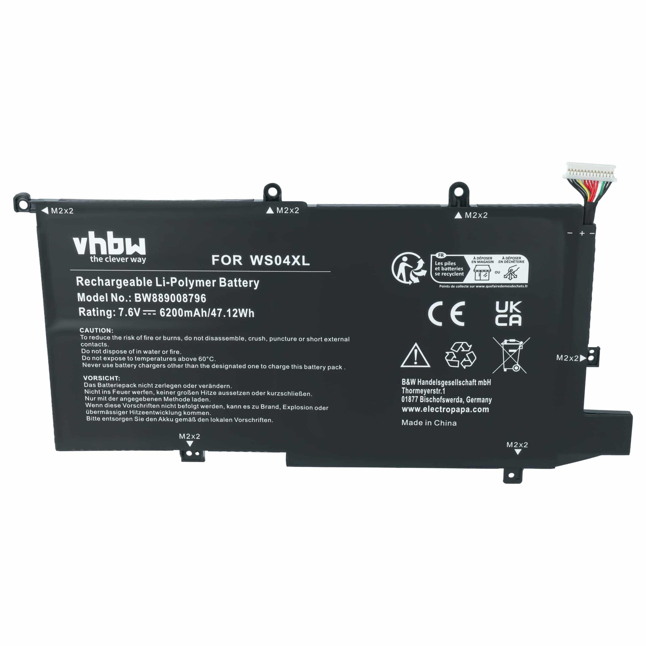 Bateria vhbw para HP Spectre x360 14t-ea00 - WS04XL, Li-Polymer, 7.6 V, 6200 mAh - Image 3