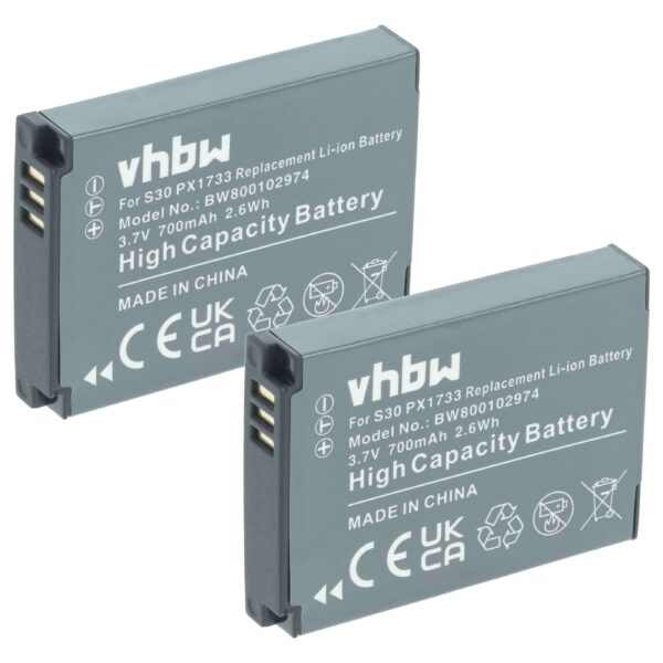 2x Bateria vhbw para Toshiba Camileo S30 700mAh