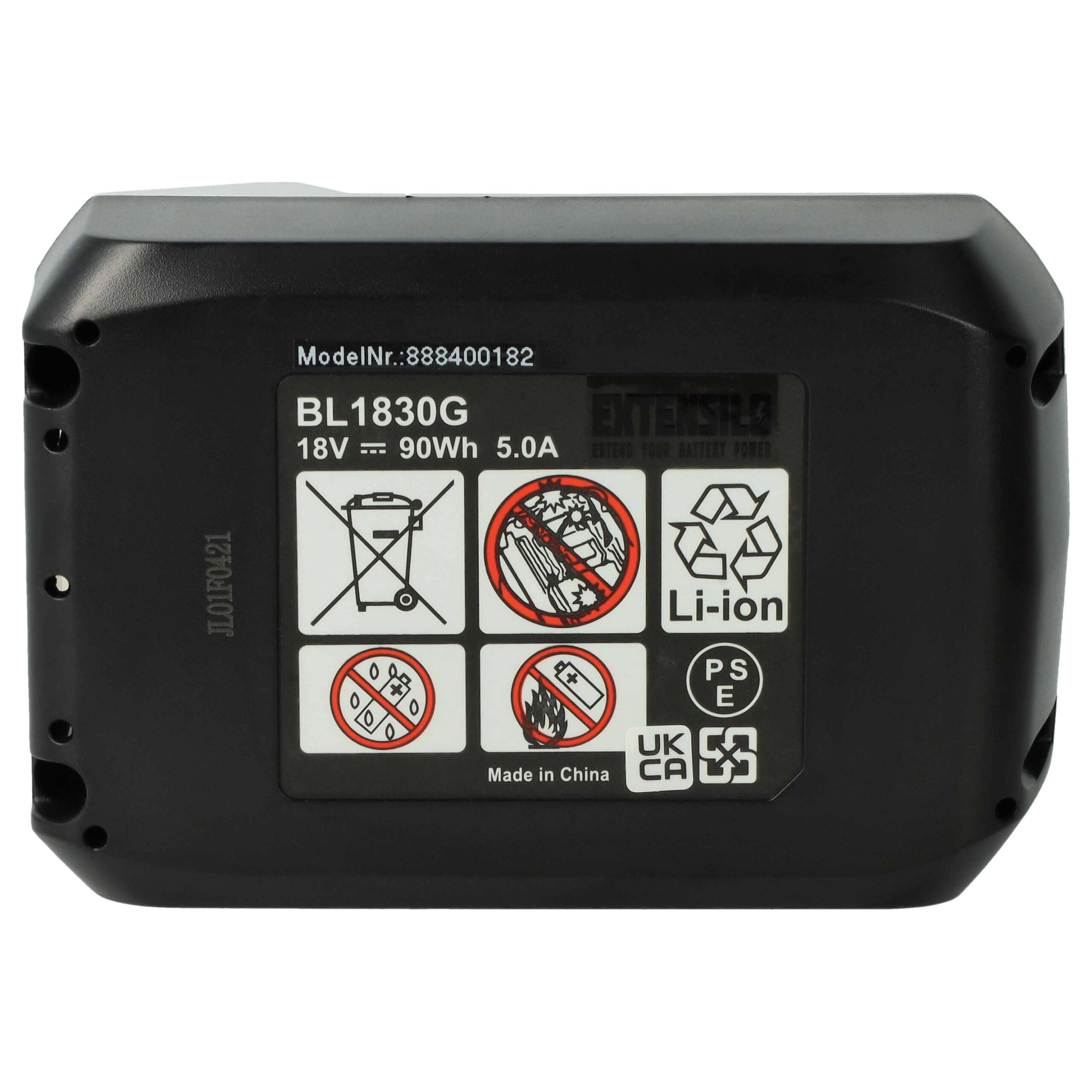 Bateria EXTENSILO para ferramenta elétrica Makita 195608-4, BL1813G - 5000 mAh, 18 V - Image 3