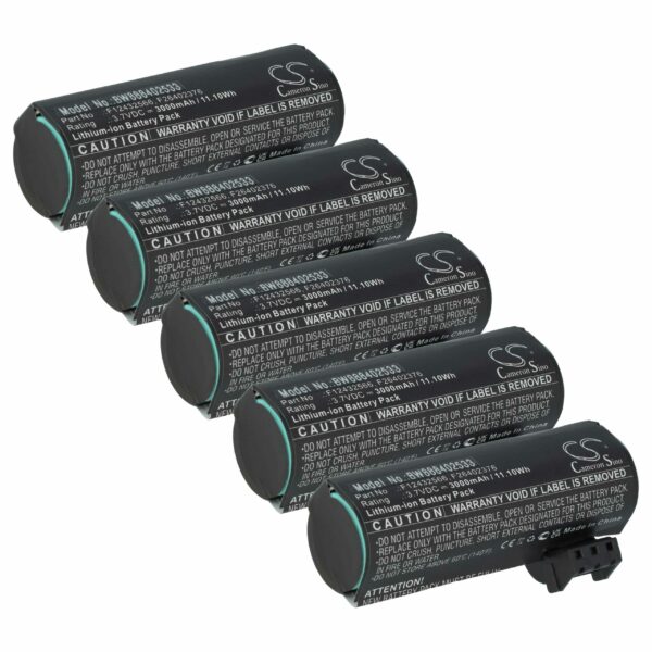 5x Bateria de substituição vhbw para Ingenico F12432566, F26402376 - Scanner Códigos de Barras POS - 3000 mAh 3.7 V