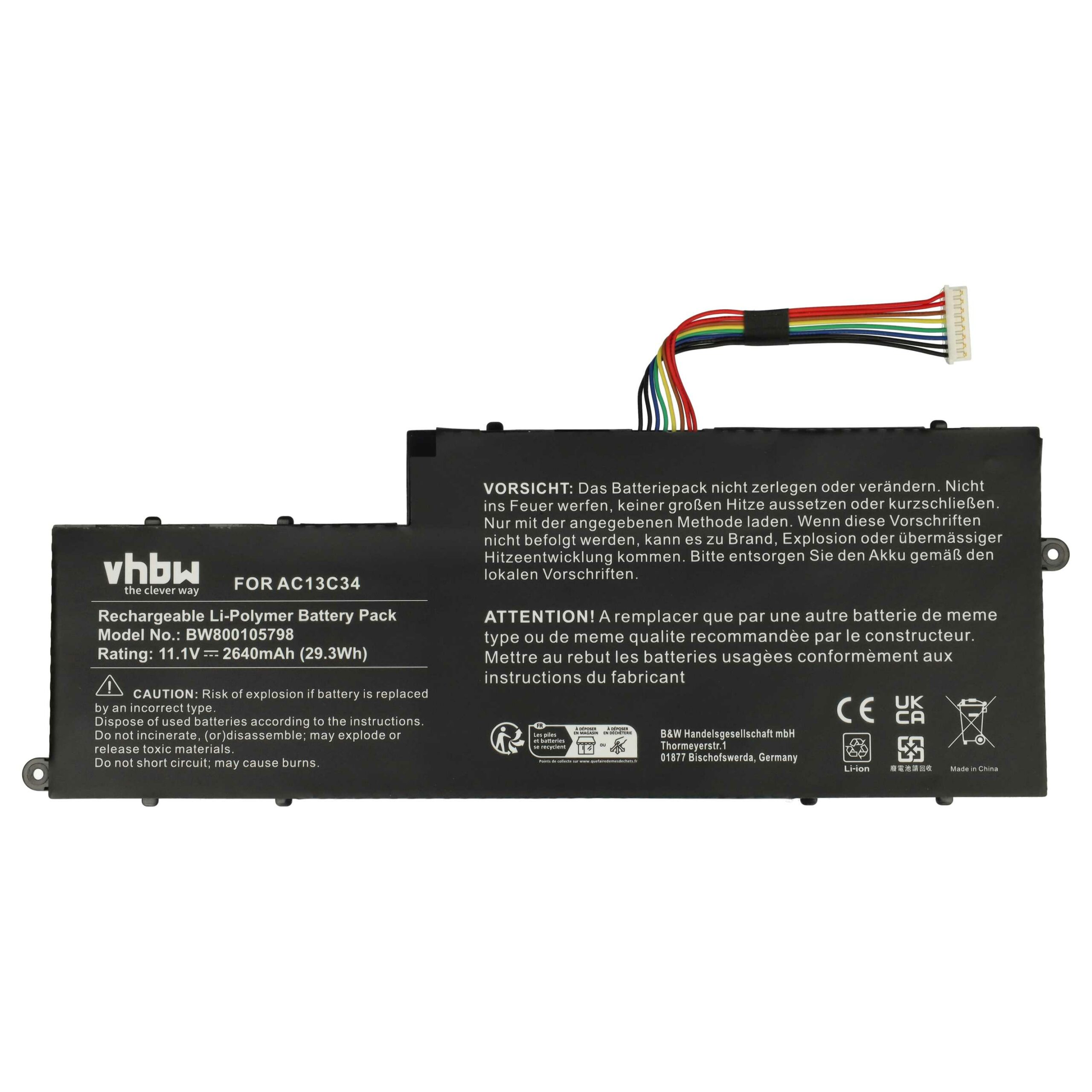 Bateria vhbw para Acer - 2640 mAh, 11.4 V, Li-polímero - Image 3