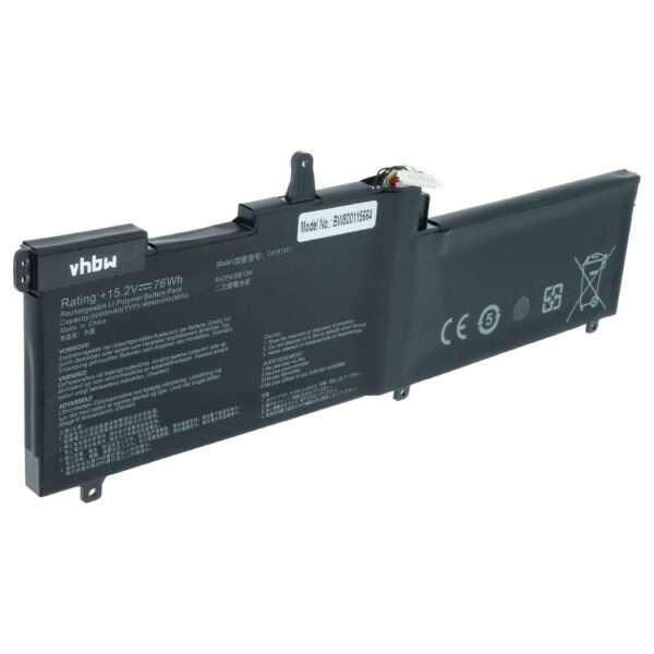 Bateria vhbw para Asus Notebook - C41N1541, 0B200-02070000, 4800 mAh, 15.2 V, Li-polymer