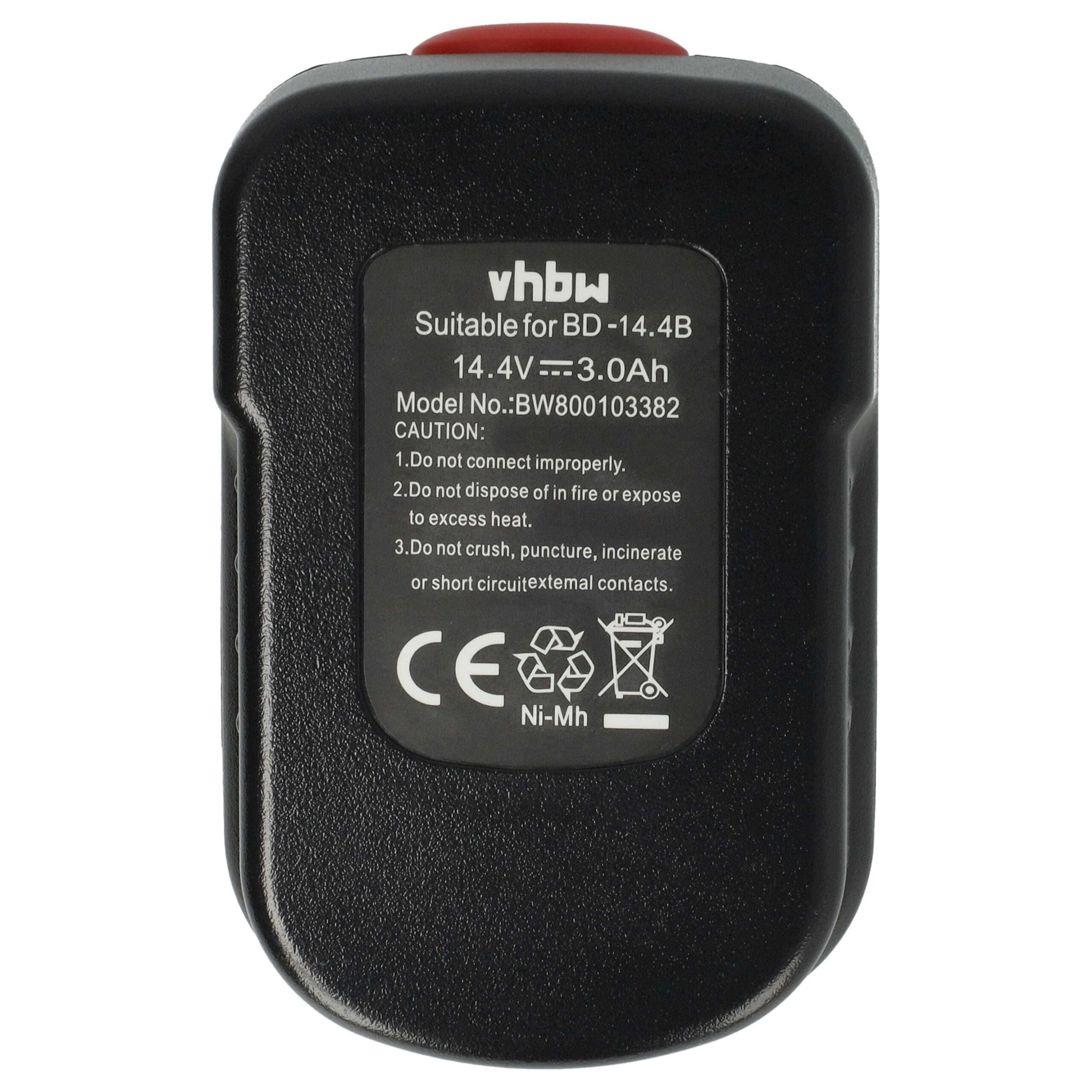 2x Bateria vhbw para Black & Decker A14 - 3000 mAh, 14.4 V, NiMH - Image 3