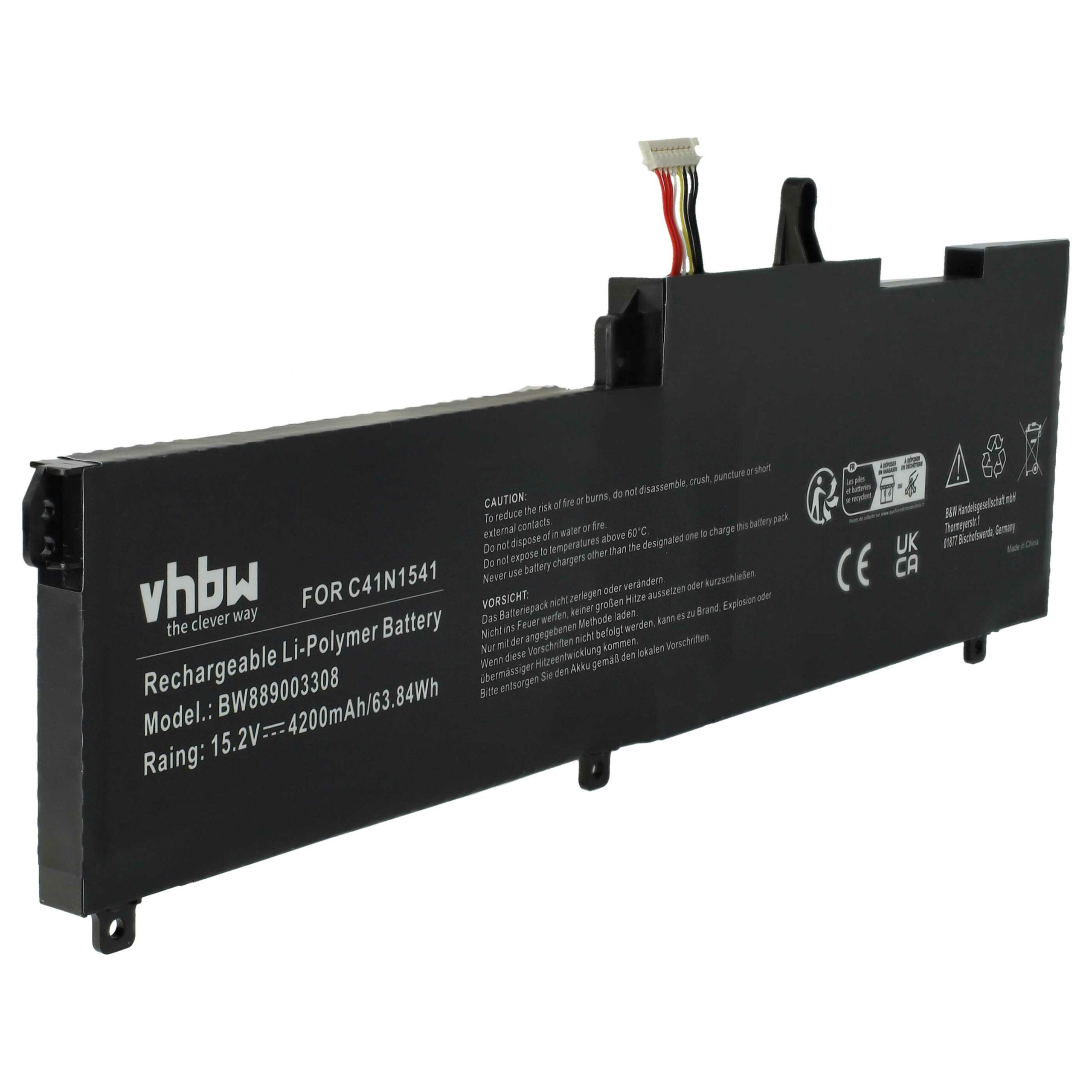 Bateria para Portátil vhbw compatível com Asus C41N1541 4200 mAh 15.2 V