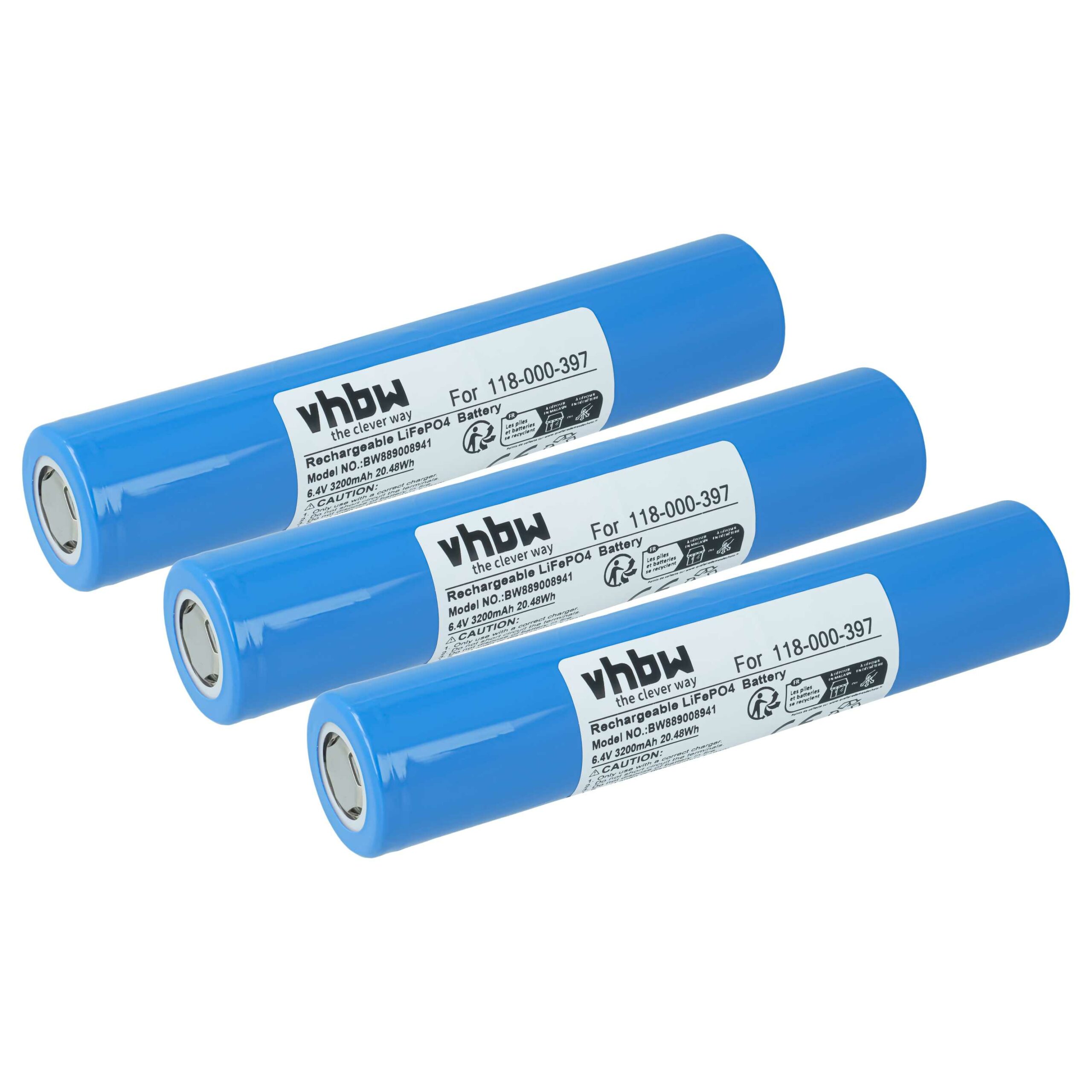 Pack 3x Baterias para Lanterna Maglite ML150LRS/ML150LRSX - LiFePO4 6.4V 3200mAh