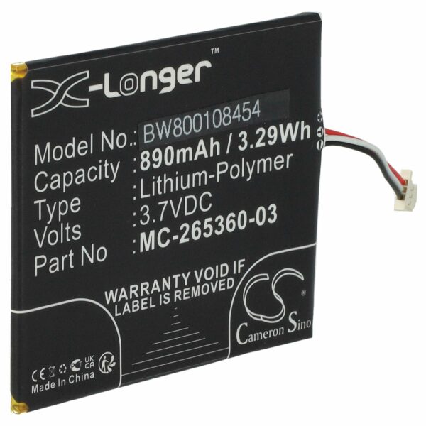 Bateria vhbw para Amazon Kindle - Substitui MC-265360-03 - 890 mAh 3.7 V Li-polymer