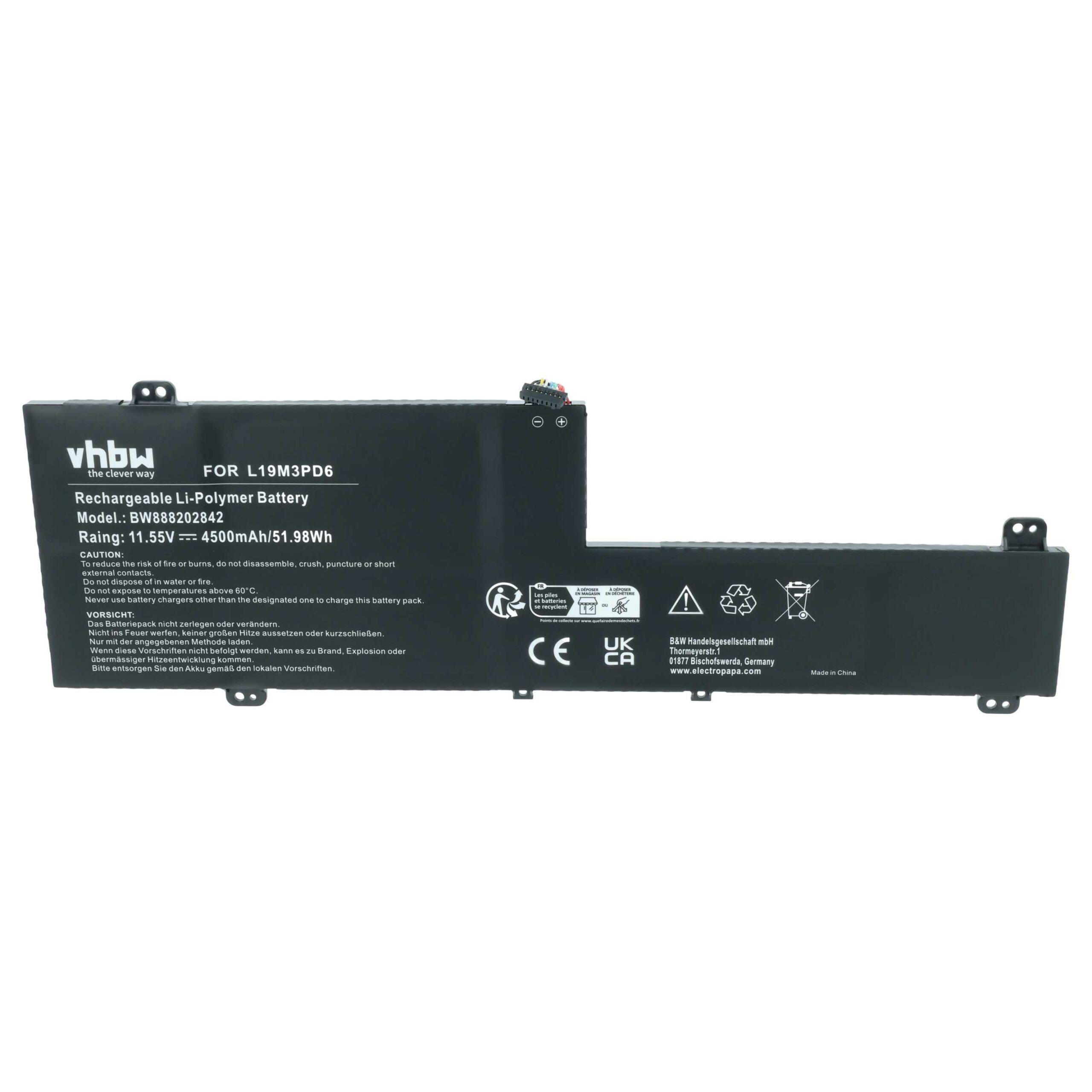 Bateria para Portátil Lenovo vhbw - 4500 mAh 11.55 V Li-polymer (L19C3PD6, L19D3PD6, L19L3PD6, 5B10X49072) - Image 3