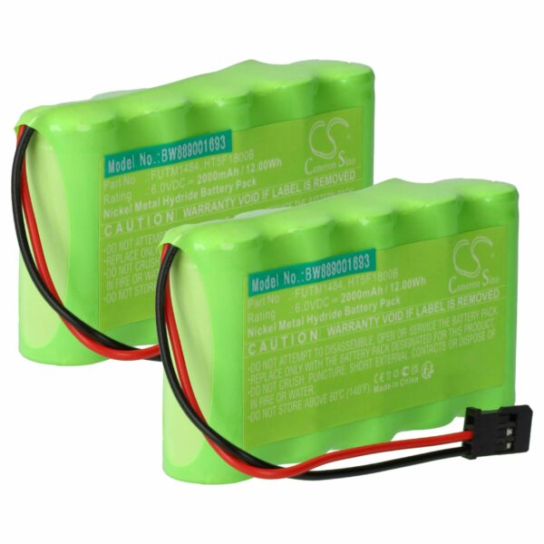 Bateria vhbw 2x 6V 2000 mAh NiMH para Transmissor Futaba - Substitui HT5F1800B, FUTM1484