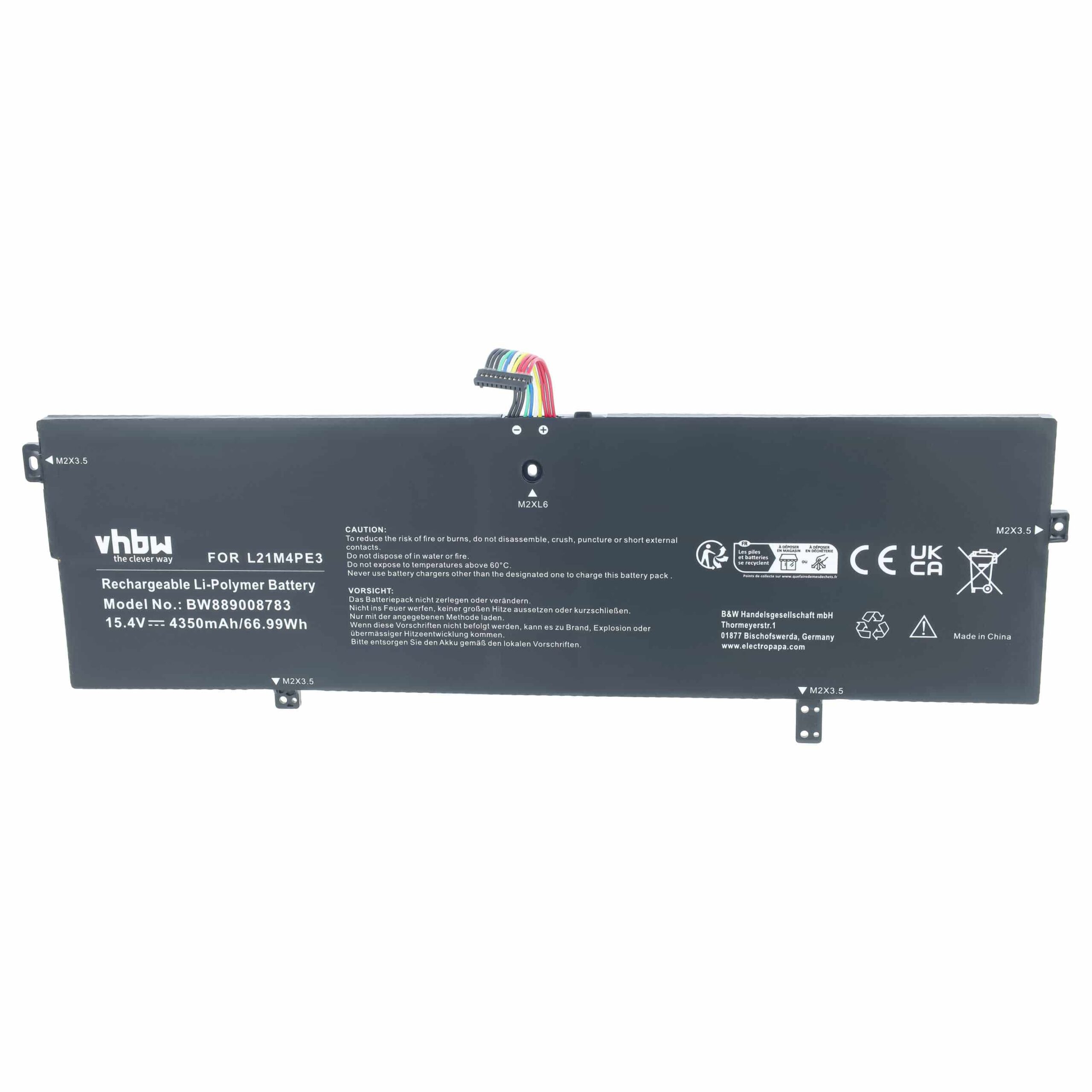 Bateria vhbw para Lenovo IdeaPad YOGA 7, Li-Polymer, 15.4V, 4350 mAh (substitui L21M4PE3) - Image 3