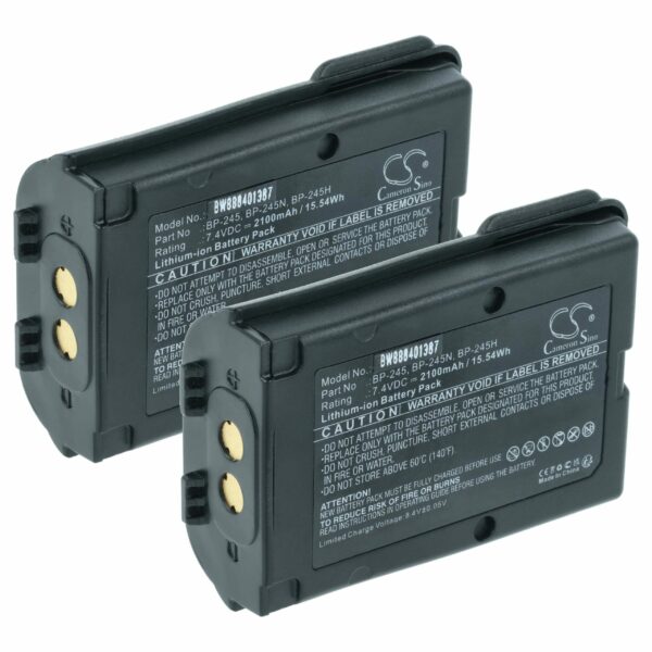 Bateria vhbw 2x 2100 mAh 7.4 V Li-Ion para Rádio Icom IC-M71/M72/M73 + Clip de Cintura