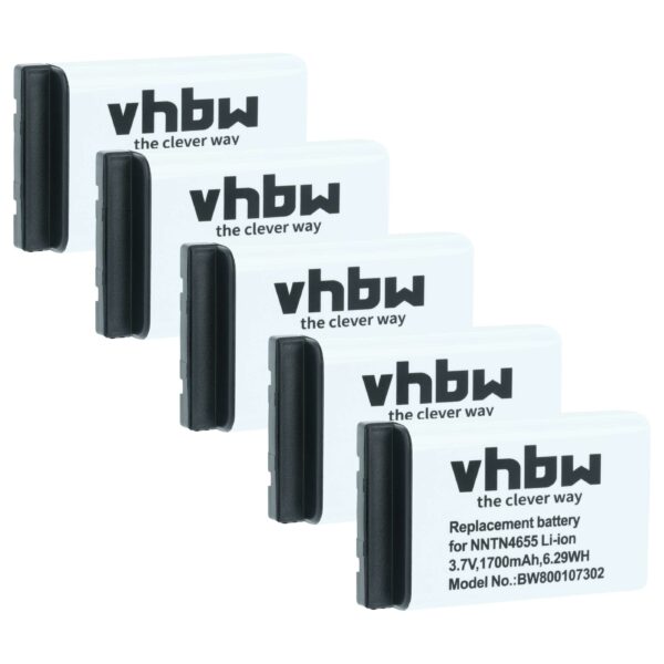 Bateria vhbw para Rádio Motorola DTR2430 / DTR2450 / MTH800 1700 mAh 3.7 V Li-Ion (Pack de 5)